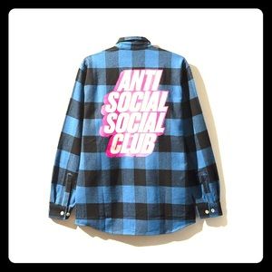ATSSC Blue Flannel Box Logo Shirt size : M